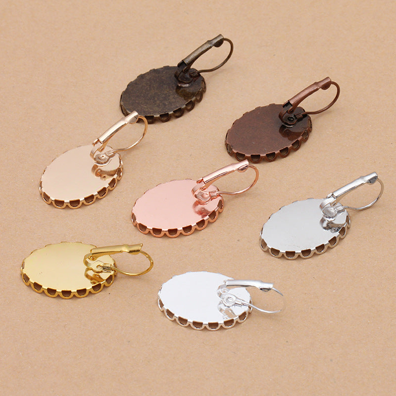 50 Scallop Edge Bezel Cup Hook Earrings 18KGP 13x18mm 18x25mm Oval Cabochon Blank Base Gemstone Piece Setting