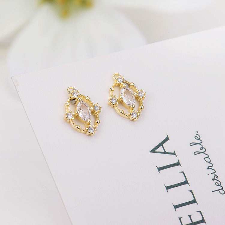 10 pendentifs à breloque ovale creux ornés de strass 14K GF