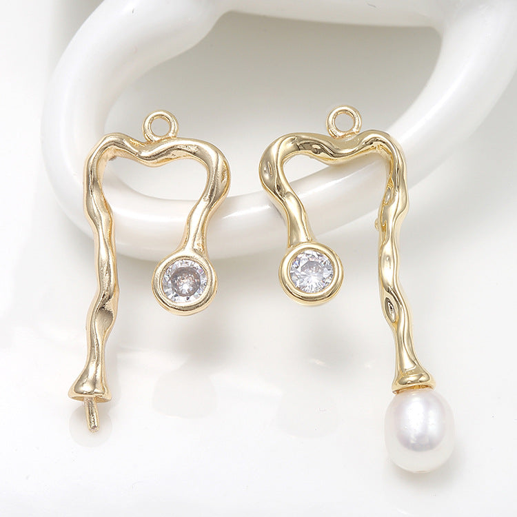 2 pendentifs à breloques en bâton courbé fondant strass embellis 14K GF perle à moitié percée perle vierge