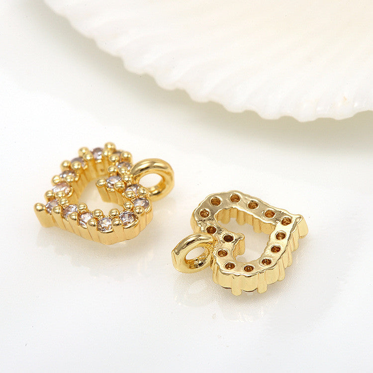 Pendentif à breloque en forme de cercle de 10 cœurs, connecteur à Double boucle, orné de strass, 14K GF