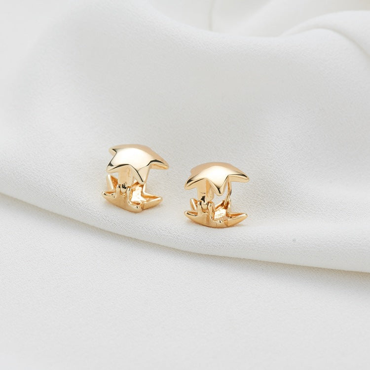 4 glänzende Stern-Creolenohrringe aus 14 Karat GF