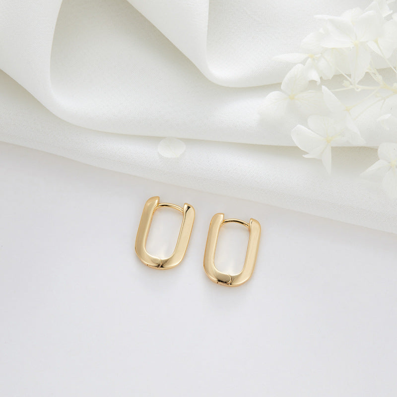 4 Floral Oblong Round Circle Hoop Earring Rhinestone Embellished 14K GF Earing