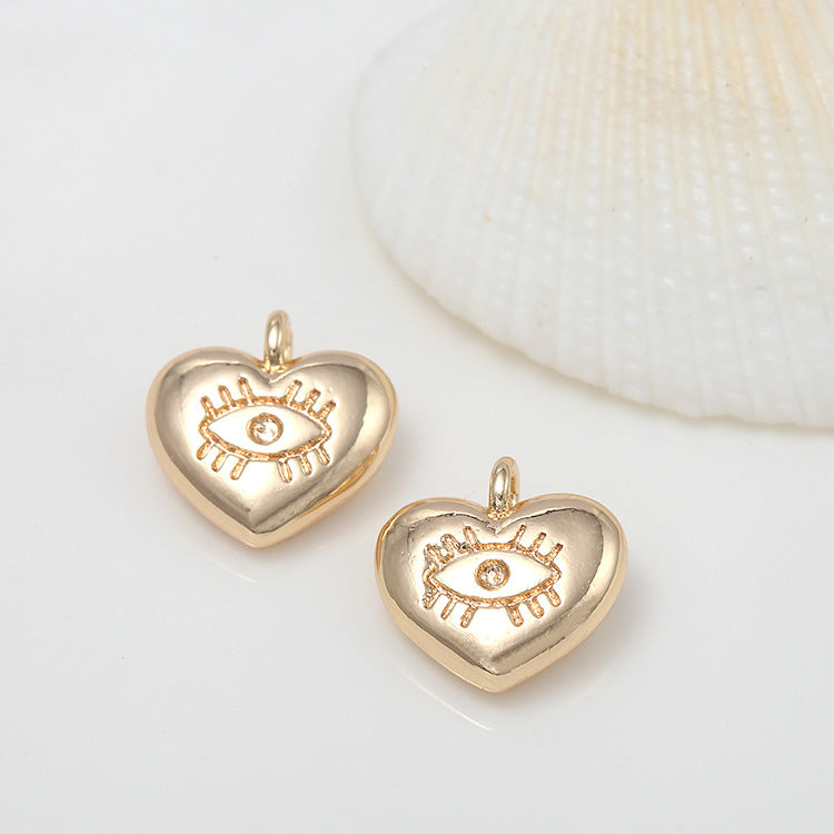 10-Augen-Herz-Charm-Anhänger mit Strassverzierung aus 14-karätigem GF