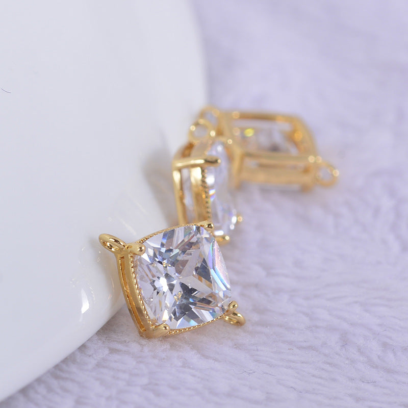 20 connecteurs de charme carrés à double boucle ornés de strass 14K GF