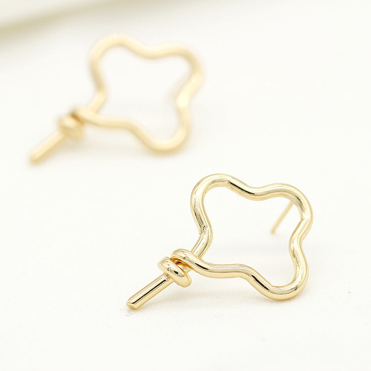 4 florale Kreis-Ohrstecker, 14 K GF, halbgebohrte Perlen, Rohling