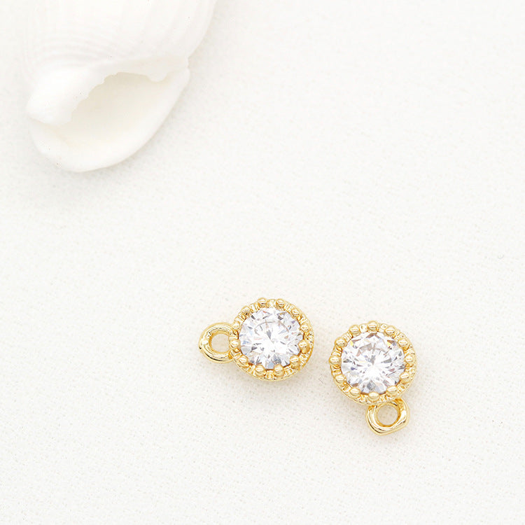 10 pendentifs à breloques ronds ornés de strass 14K GF