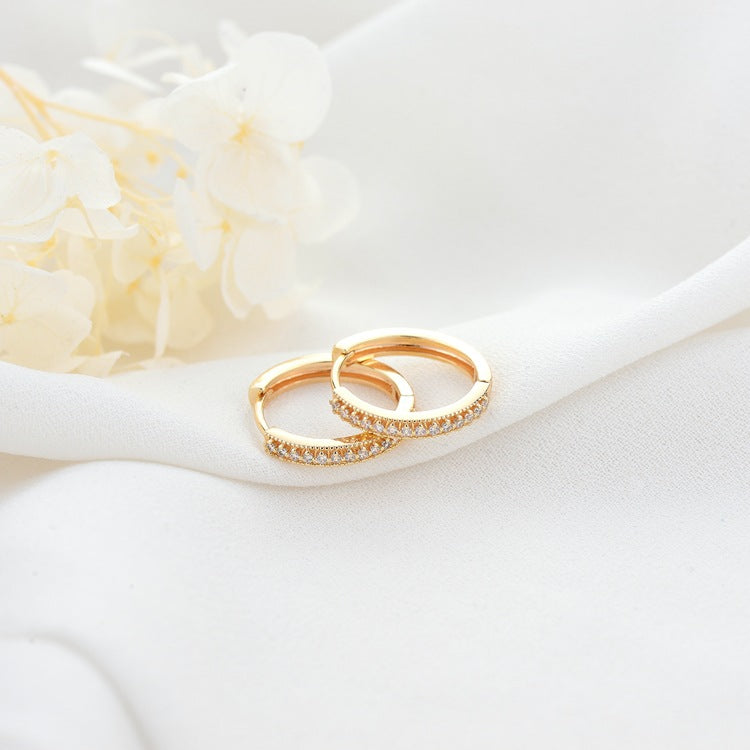 4 boucles d'oreilles créoles rondes carrées 14K GF Earing