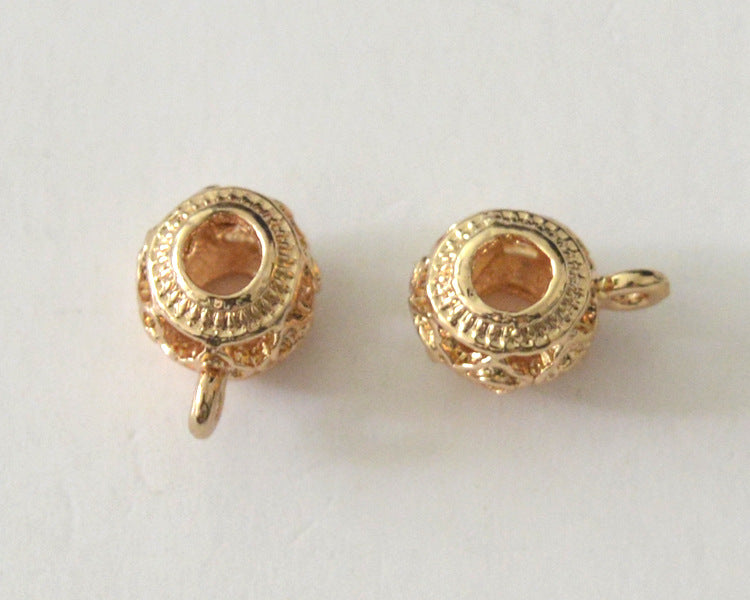 20 Hollow Drum Bead with Loop Charm Pendant 14K GF