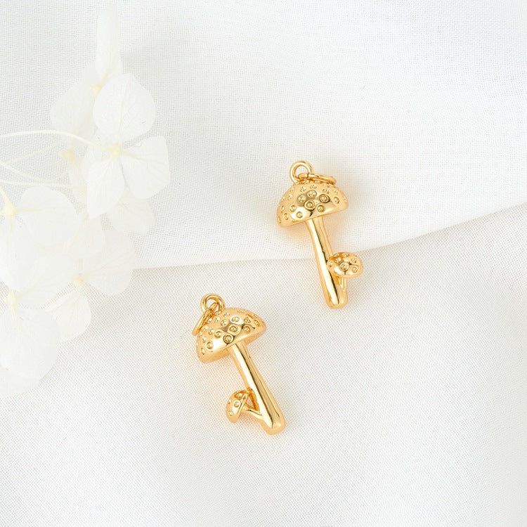 Pendentif à breloque 2 champignons 14K GF