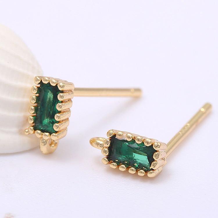 4 boucles d'oreilles rectangulaires avec boucle 14K GF strass embellies