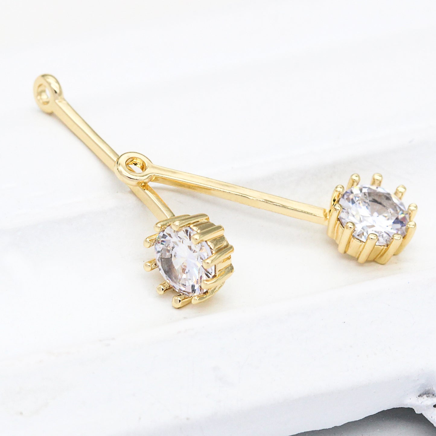 10 pendentif à breloque en forme de barre de bâton de pierre ronde orné de strass 14K GF