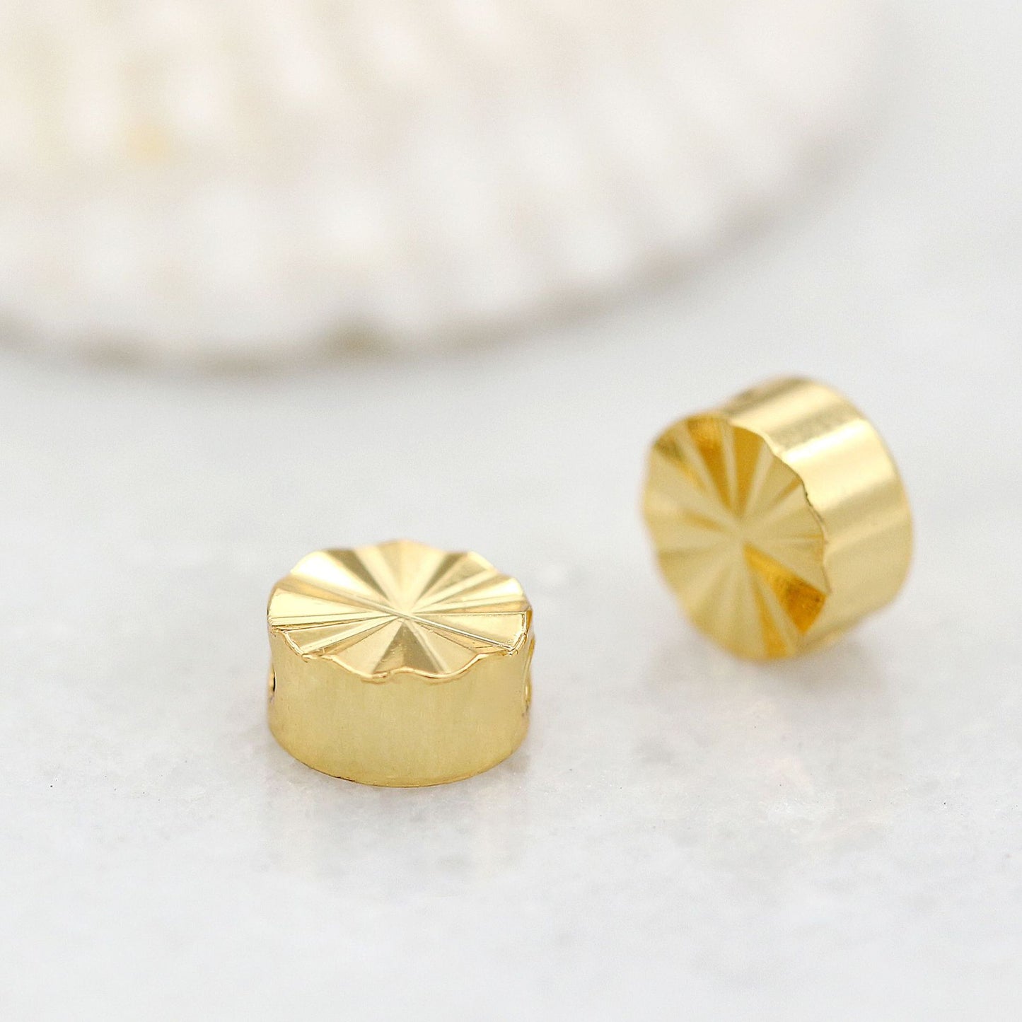 10 winzige facettierte flache Roundelle-Perlenstück 14K GF Kupfer Charm Beadwork Spacer 6mm