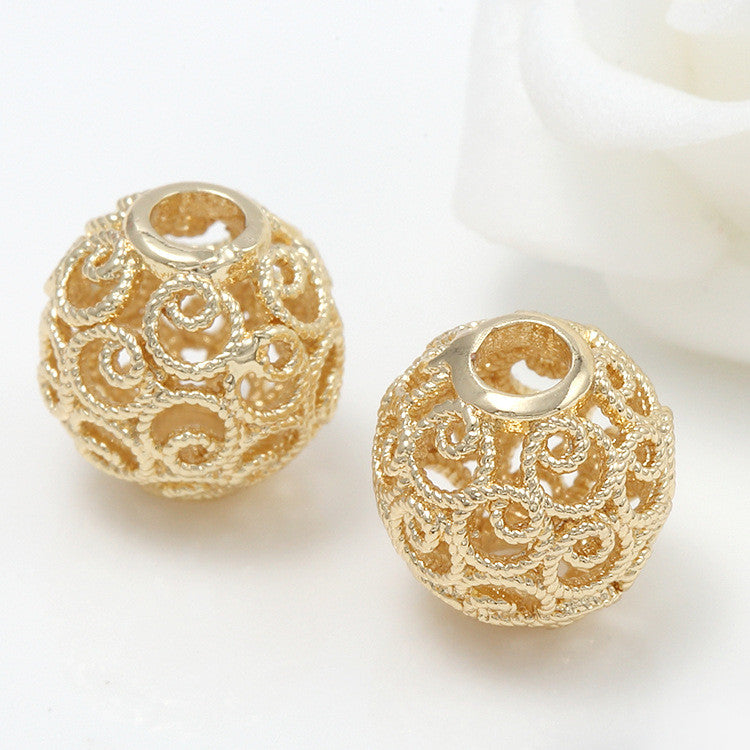 10 kleine hohle runde Perlenstücke aus 14K GF Kupfer Charm Perlenarbeit Spacer