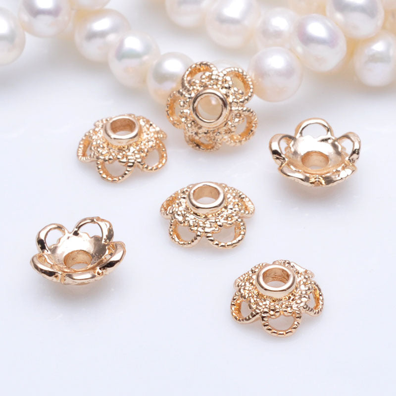 40 bonnets de perles florales, tasse 14K GF, breloques, entretoise de perles
