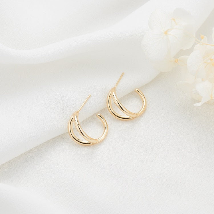 4 boucles d'oreilles à tige en cercle fondant 14K GF