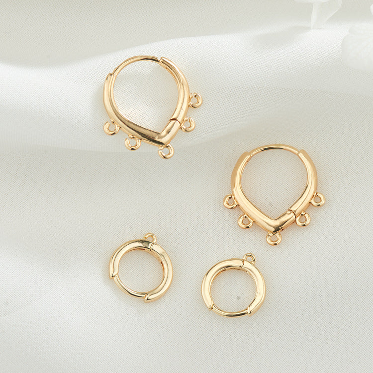 4 boucles d'oreilles créoles unies à boucles multiples avec boucle d'oreille 14K GF