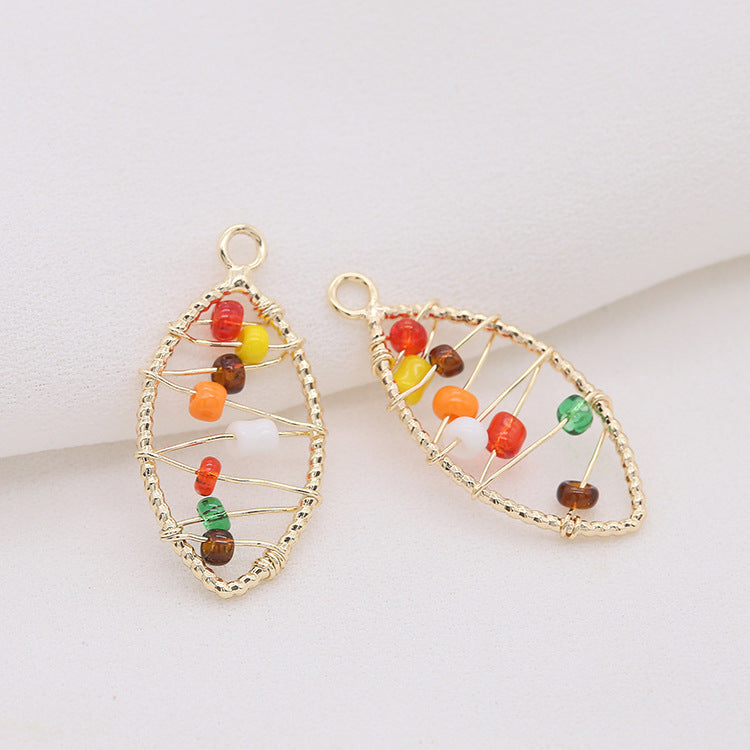 2 fils enveloppés Lune Triangle Coeur Olive Cercle Charme Pendentif Résine Embelli 14K GF
