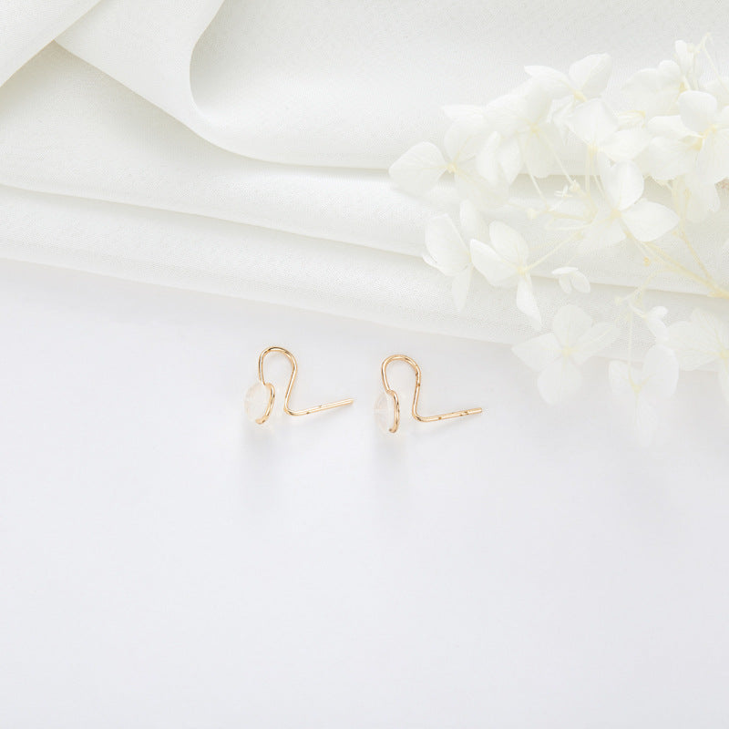 4 Glossy Chain Stud Earrings Hook 14K GF Earing Half Drilled Pearl Bead Blank