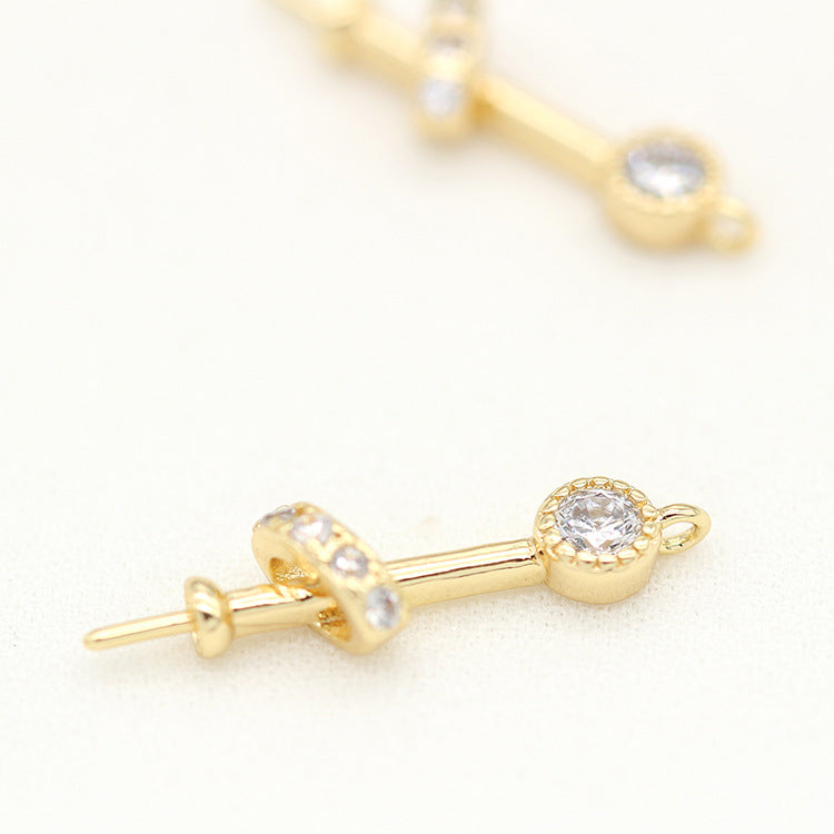 2 14K GF Pendentif Top Connecteur Demi Percé Perle Perle Vierge