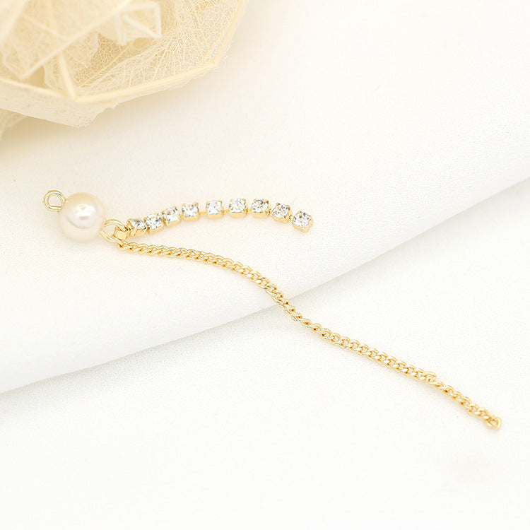 10 Schlangenketten-Quasten-Charm-Anhänger, Perle, Strass, verziert, 14 Karat GF