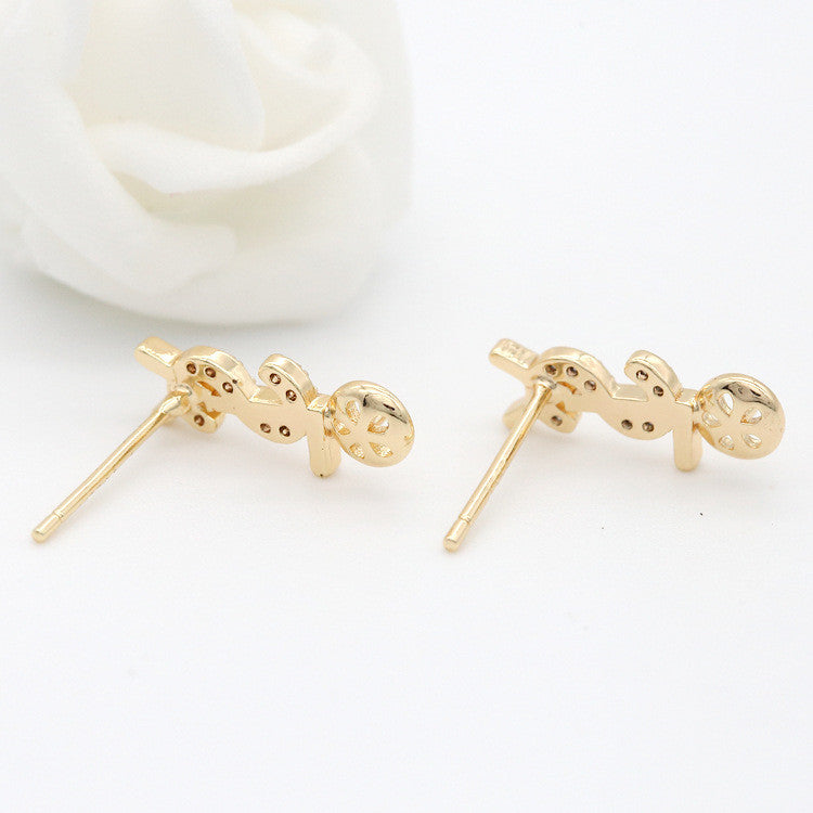 Ohrstecker mit 4 Buchstaben, Strassverzierung, 14-Karat-GF-Ohrring, halbgebohrte Perle, Rohling