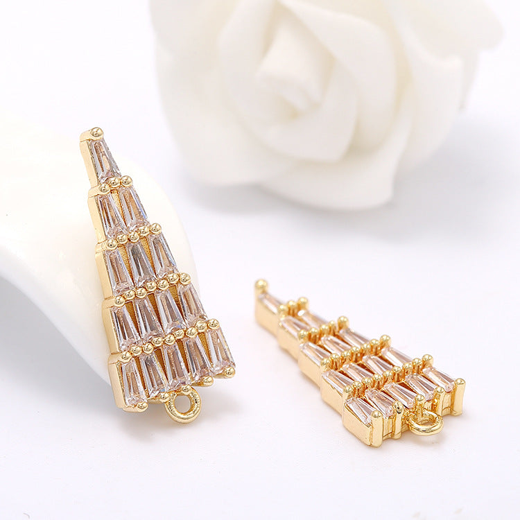 Pendentif à breloque à 2 cônes orné de strass 14K GF