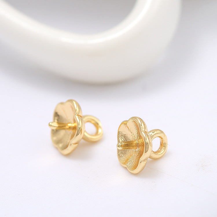 10 Pinch Bails 14K GF Pendant Top Connector Half Drilled Pearl Bead Blank