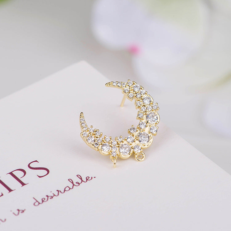 4 clous de nouvelle lune à double boucle ornés de strass 14K GF