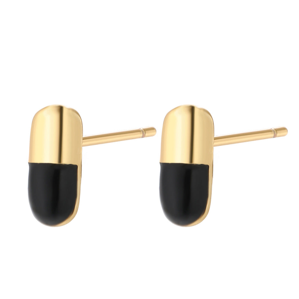Boucles d'oreilles à tige en émail GF 14 carats et époxy, 4 capsules