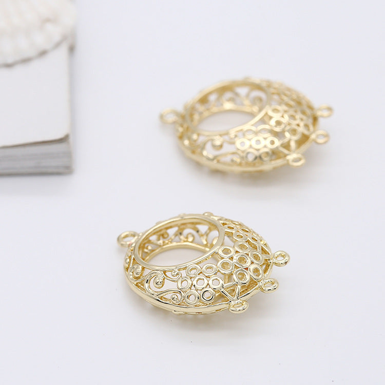 5 hohle, mehrfach geschlungene, florale, ovale Kreis-Charm-Anhänger aus 14 Karat GF