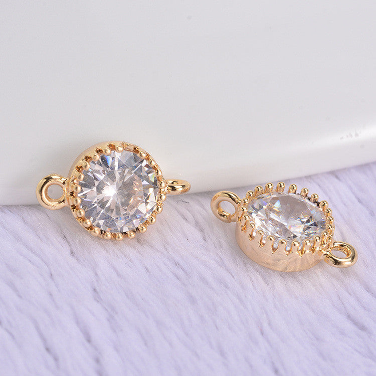 20 connecteurs de charme ronds à double boucle et strass embellis 14K GF