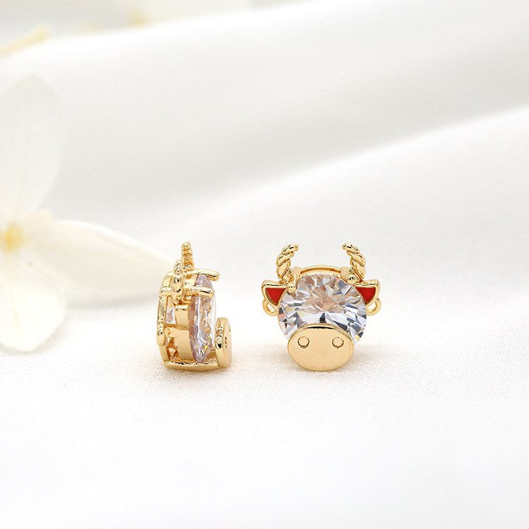 2 connecteurs de charme de taureau à double boucle ornés de strass 14K GF