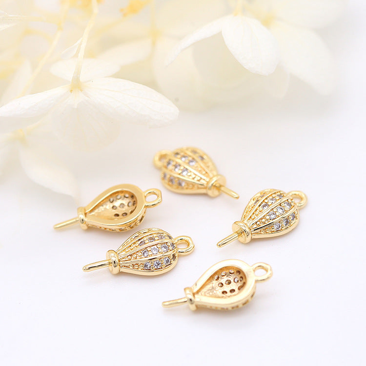 2 pendentif à breloque ballon strass embelli 14K GF perle à moitié percée perle vierge