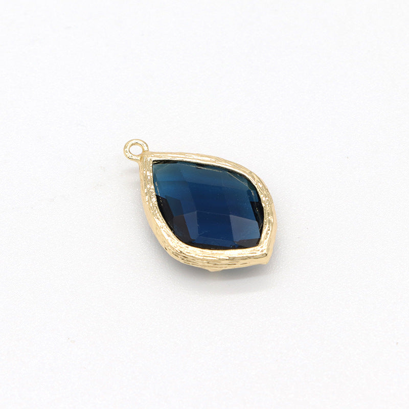 Pendentif à breloque goutte d'eau en cristal de verre à 2 facettes orné de strass 14K GF