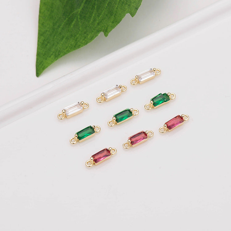 10 doppelt geschlungene rechteckige Charm-Verbindungsstücke mit Strassverzierung aus 14-karätigem GF