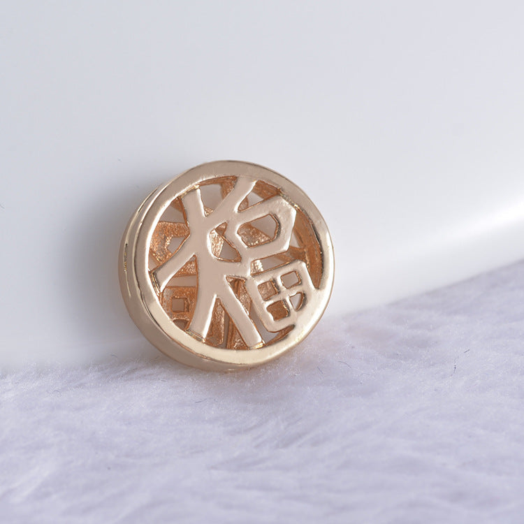 20 Rondelle Creuse Fu 福 Perle 14K GF Cuivre Charme Perles Entretoise