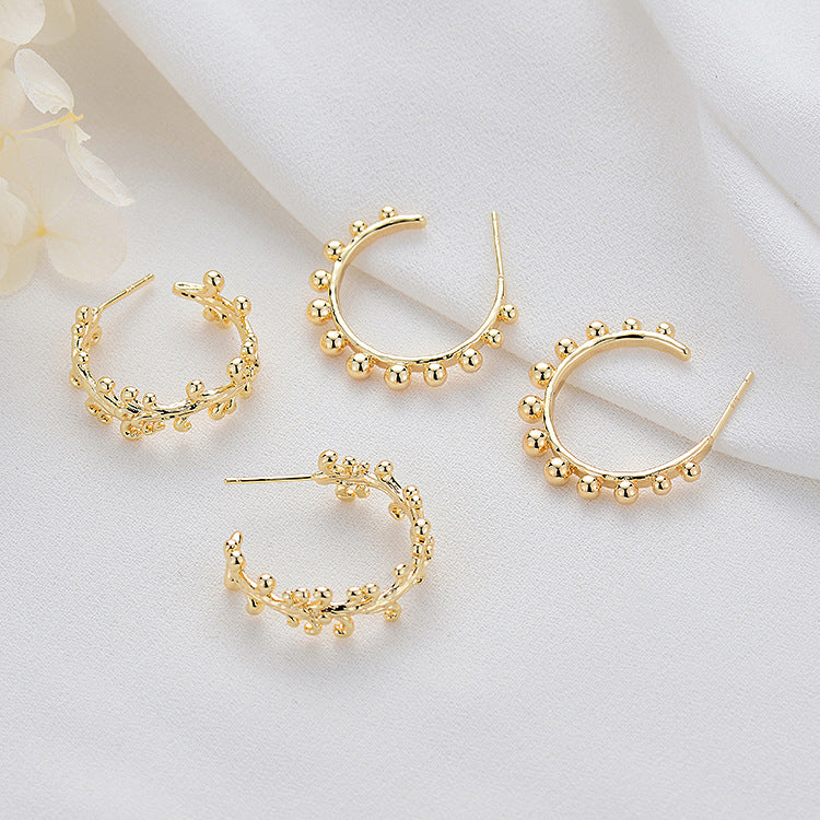 4 Ranken-Perlen-Kreis-Ohrstecker aus 14-karätigem GF