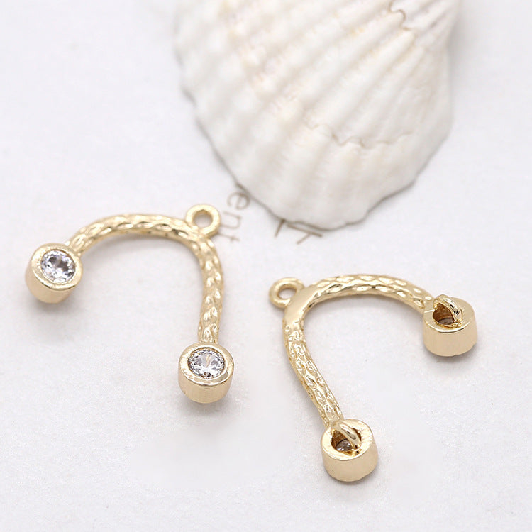 5 pendentif à breloque en corde courbée orné de strass 14K GF