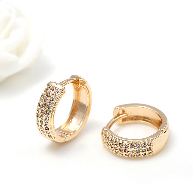 4 Cross Round Circle Hoop Earrings Rhinestone Embellished 14K GF Earing