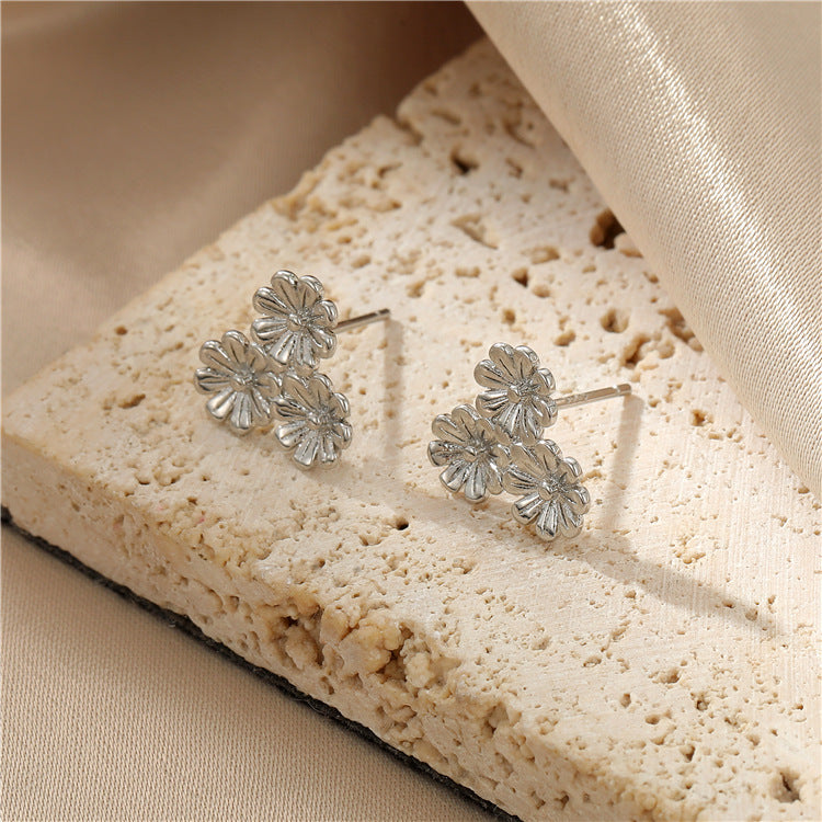 4 boucles d'oreilles à tige florale 14K GF Earing