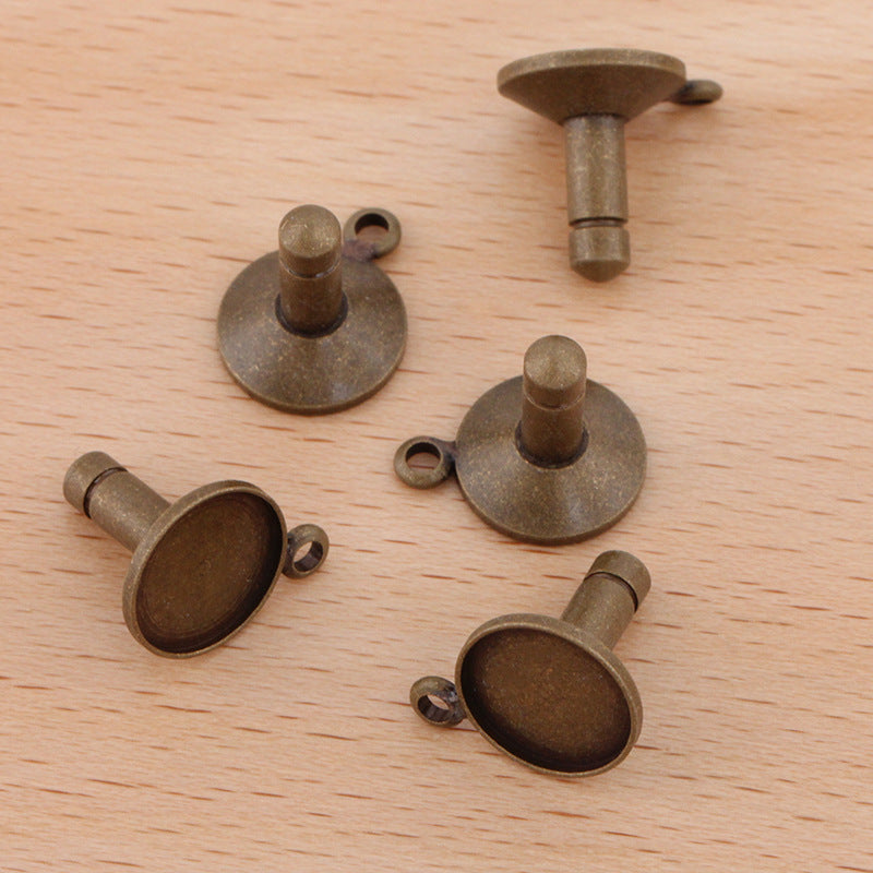 50 Plain Bezel Cup Phone Anti Dust Plug with Loop 18KGP 10mm Round Cabochon Blank Base Gemstone Setting