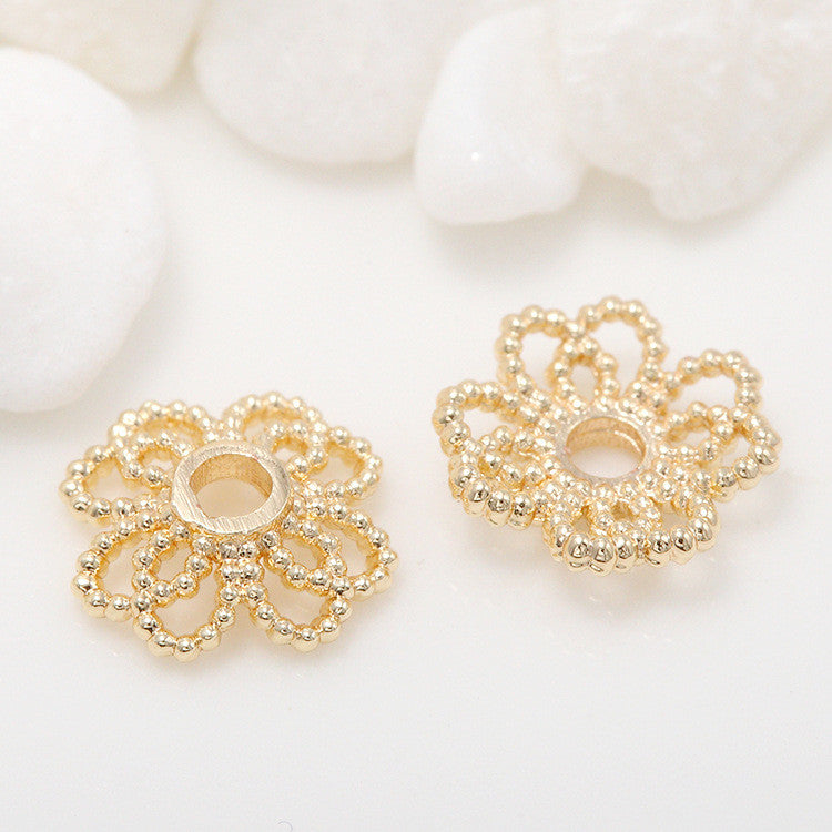 10 capuchons de perles florales, tasse 14K GF, entretoise de perles de charme