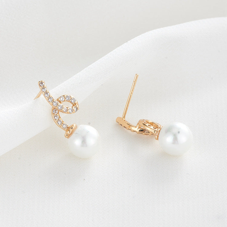 4 boucles d’oreilles à tige de vigne torsadées ornées de strass 14K GF boucle d’oreille à moitié percée perle vierge