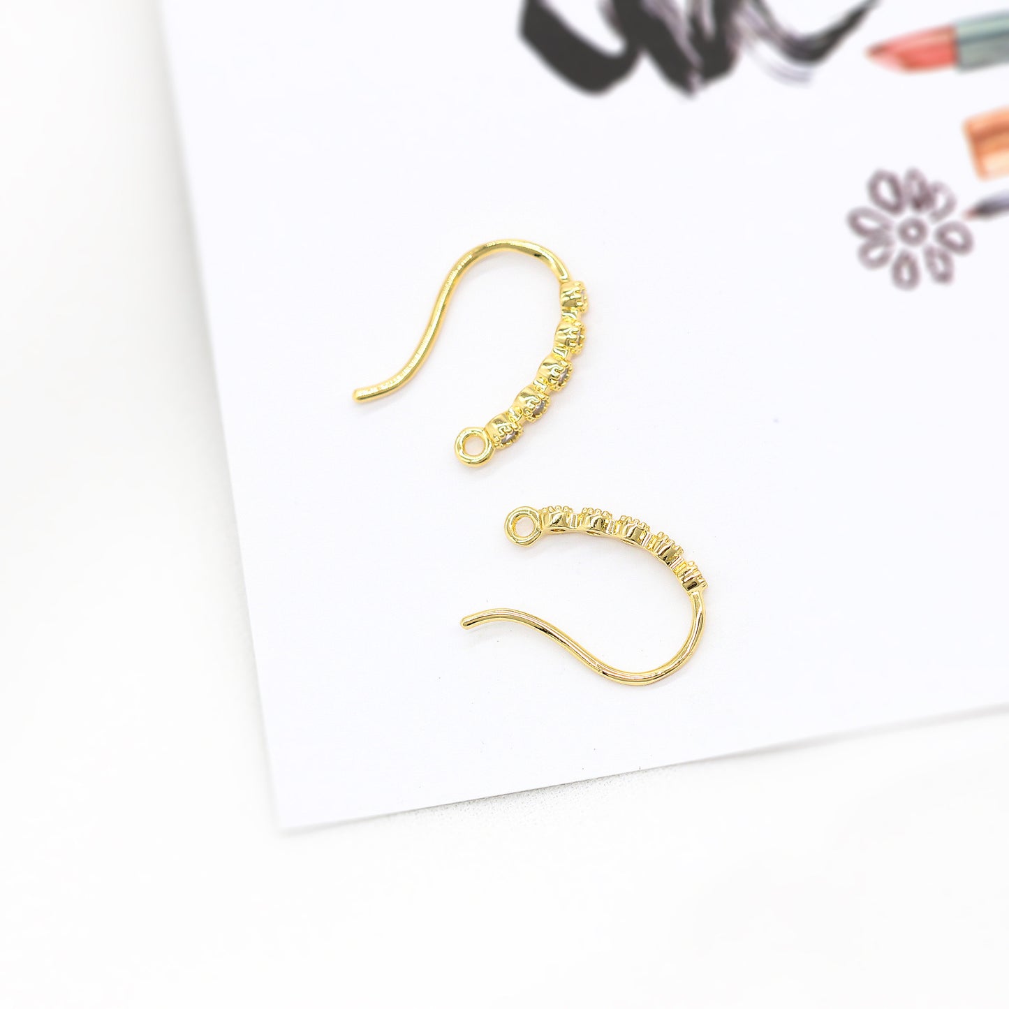 40 boucles d'oreilles à crochet multi-pierres ornées de strass 14K GF