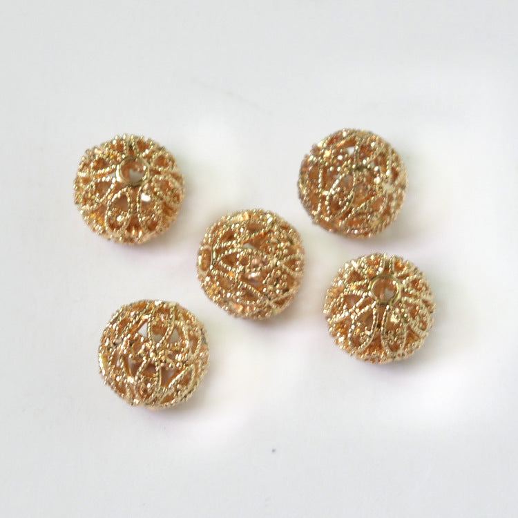 20 perles rondes creuses 14K GF, breloque en cuivre, entretoise de perles