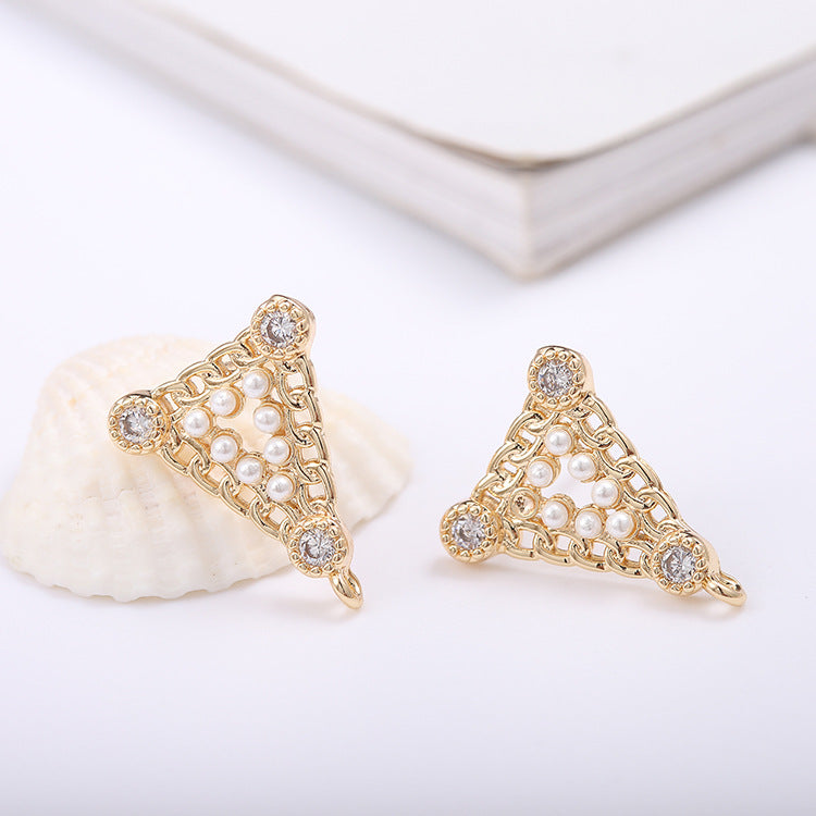 4 boucles d'oreilles triangle creux avec boucle 14K GF perle strass embelli boucle d'oreille