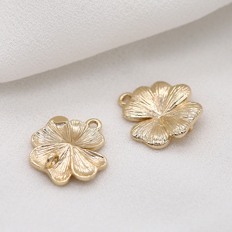 10 doppelt geschlungene vierblättrige Kleeblatt-Charm-Verbindungsstücke aus 14-karätigem GF