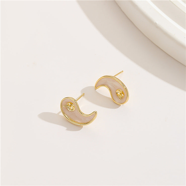 4 boucles d'oreilles florales à tige ornées de strass 14 carats GF, perles semi-percées vierges