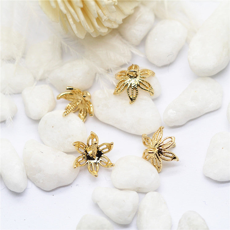 50 pendentif à breloque florale creuse 14K GF perle semi-percée perle vierge