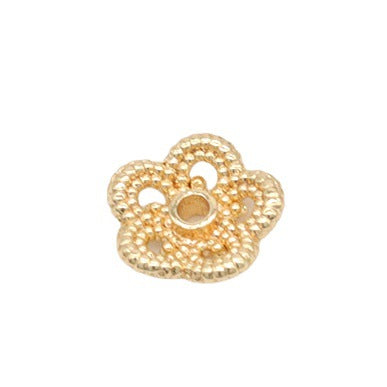 10 Hollow Floral Bead Cap Cup 14K GF Charm Beadwork Spacer